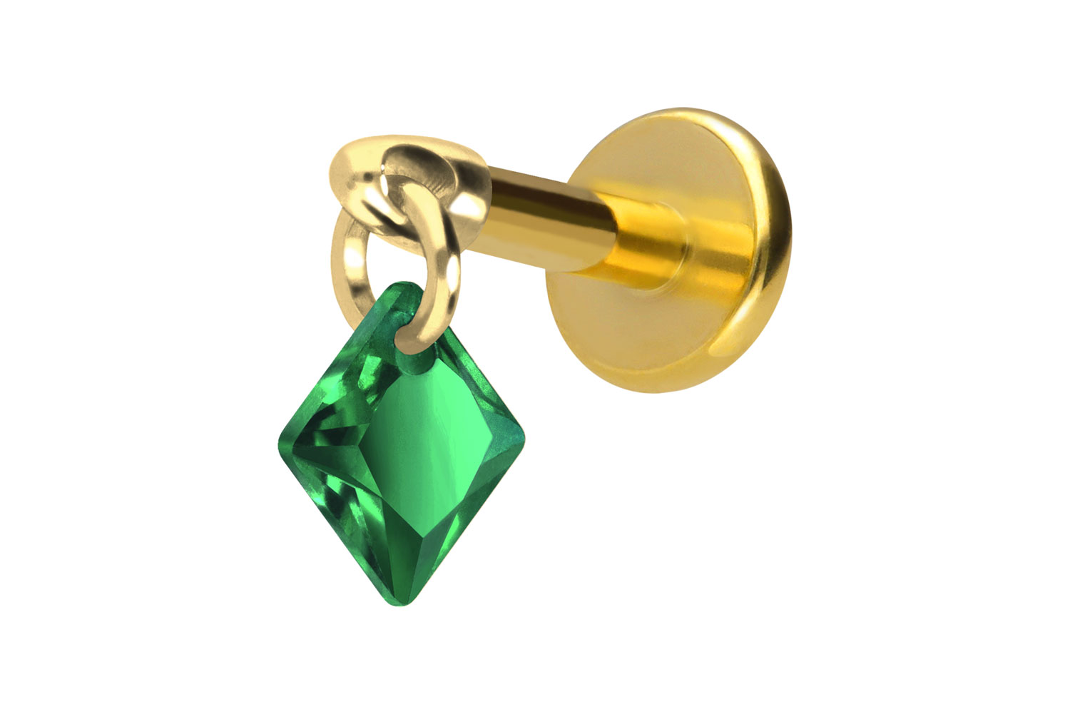 Titan Labret Piercing mit Innengewinde KRISTALLQUADRAT